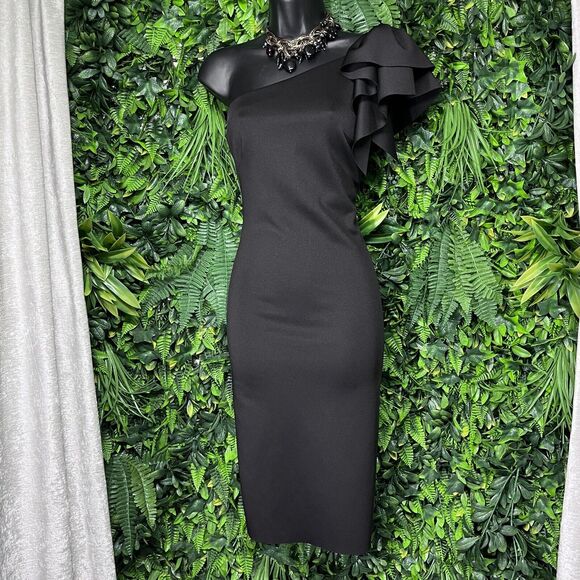 Jessica Howard‎ Dress Women One Shoulder Ruffle Bodycon Cocktail Party 2336 - Picture 7 of 11